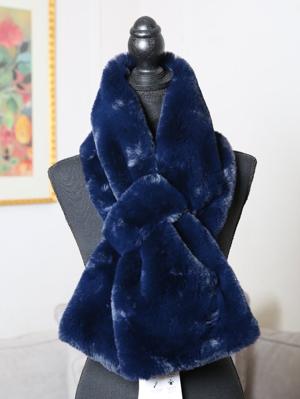 APPARIS Navy Blue Faux Fur Scarf - New With Tags